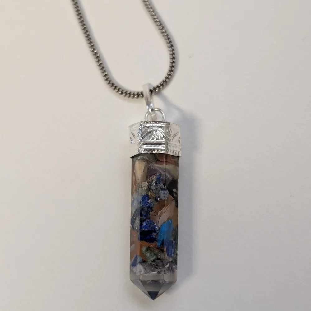 Silver and Blue Pendant Chakra Necklace